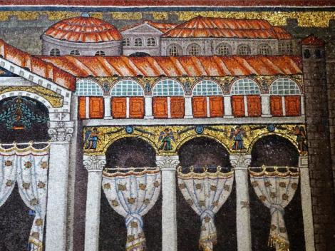 Sant' Appolinare Nuovo: rechte Seite - Darstellung des Theoderich-Palastes (2017)