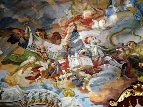 Universität: Aula Leopoldina - Gewölbefresko "Hl. Leopold vertraut der Mutter Gottes die Universität an" (2014)