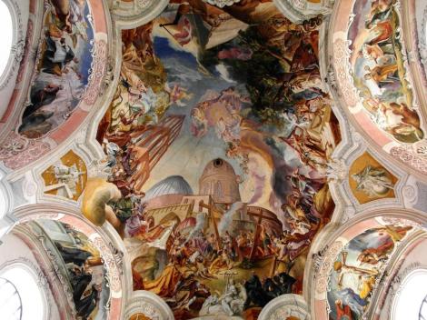 Wahlstatt [poln. Legnickie Pole]: Klosterkirche - Deckengemälde von Cosmas Damian Asam (2014)