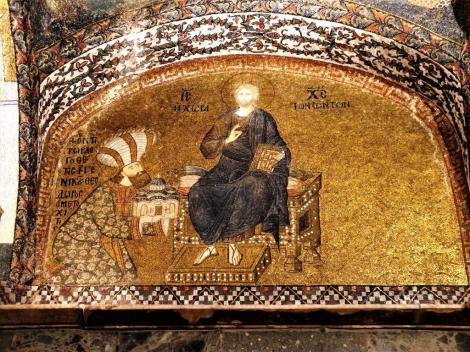 Chora-Kirche: Innerer Narthex [Esonarthex] 3. Joch - Theodoros Metochites übergibt Christus die Erlöserkirche (2014)