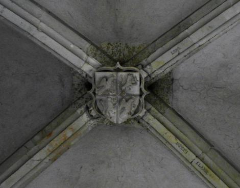 Eisenmarkt: Hunyadi-Burg - Schlussstein mit Hunyadi-Wappen im Rittersaal (2018)