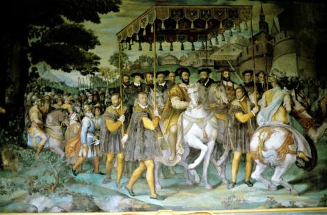 Caprarola: Palazzo Farnese - Saal der Taten der Farnese - Gemälde mit Karl V. und Franz I. sowie Kardinal Alessandro Farnese (2002)