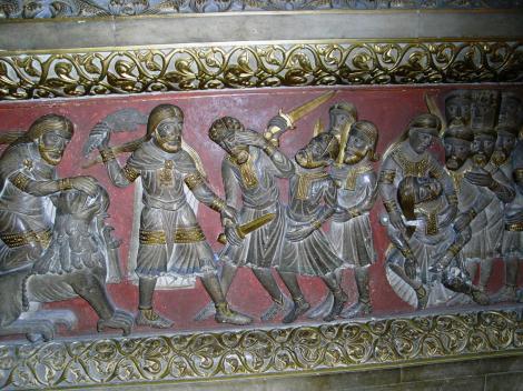 Fünfkirchen: Dom - Reliefs an der Treppe zur Unterkirche (2008)