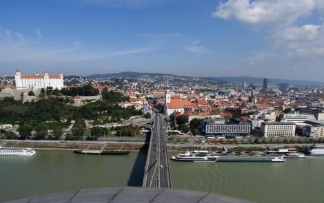 Pressburg: Blick vom Brückenturm der Donaubrücke (2018)