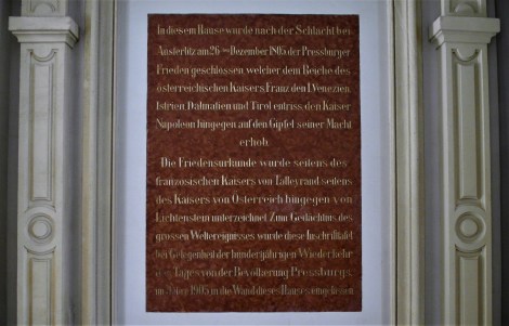 Pressburg: Primatialpalais - Tafel zum Pressburger Frieden 1805 (2018)