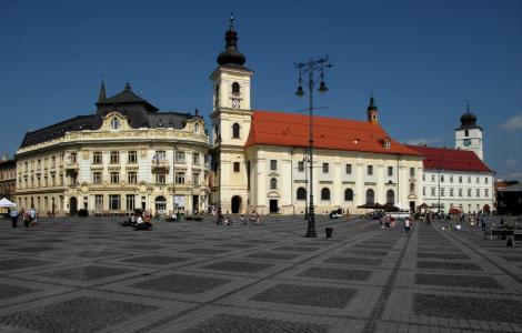 Hermannstadt: Großer Ring mit katholischer Kirche (2018)