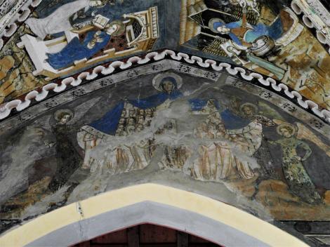 Malmkrog: Kirchenburg - Triumphbogen Chorseite der Kirche (2018)