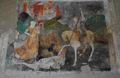 Schäßburg: Bergkirche - Georgs-Legende an der nördlichen Langhauswand (2018)