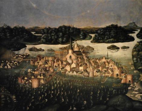 Stockholm: Nikolaikirche [Große Kirche = Storkyrkan] - Älteste Ansicht Stockholms auf dem Wettersonnenbild (2019)