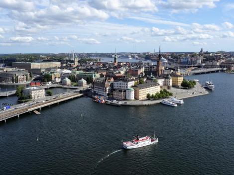 Stockholm: Blick vom Turm des Stadthauses nach Osten [Stadtinsel, Ritterinsel] (2019)