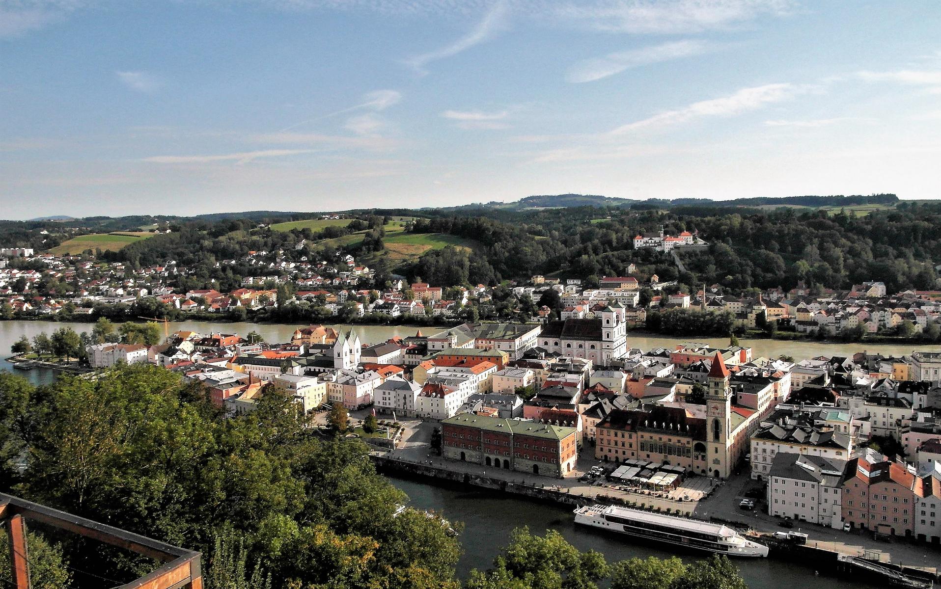 Passau: Blick von der Veste Oberhaus auf die Altstadt (2020)