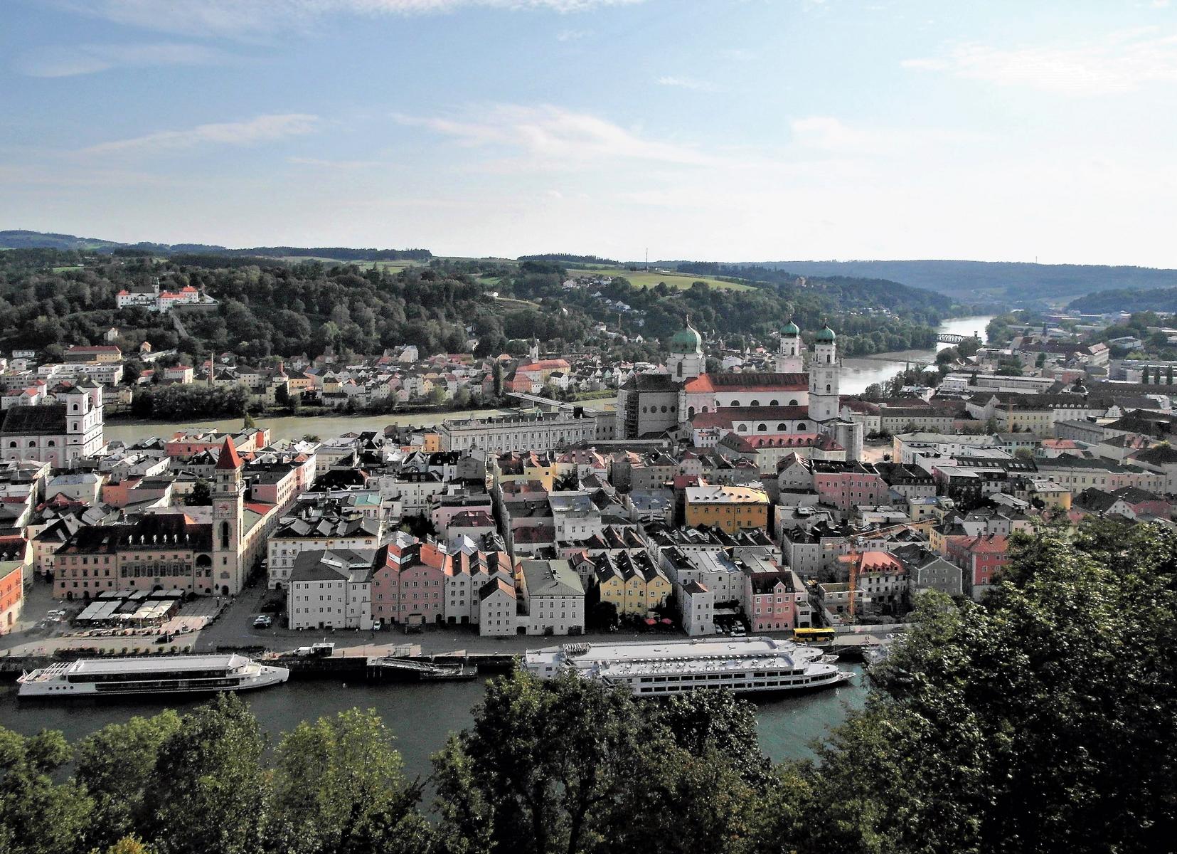 Passau: Blick von der Veste Oberhaus auf die Altstadt (2020)