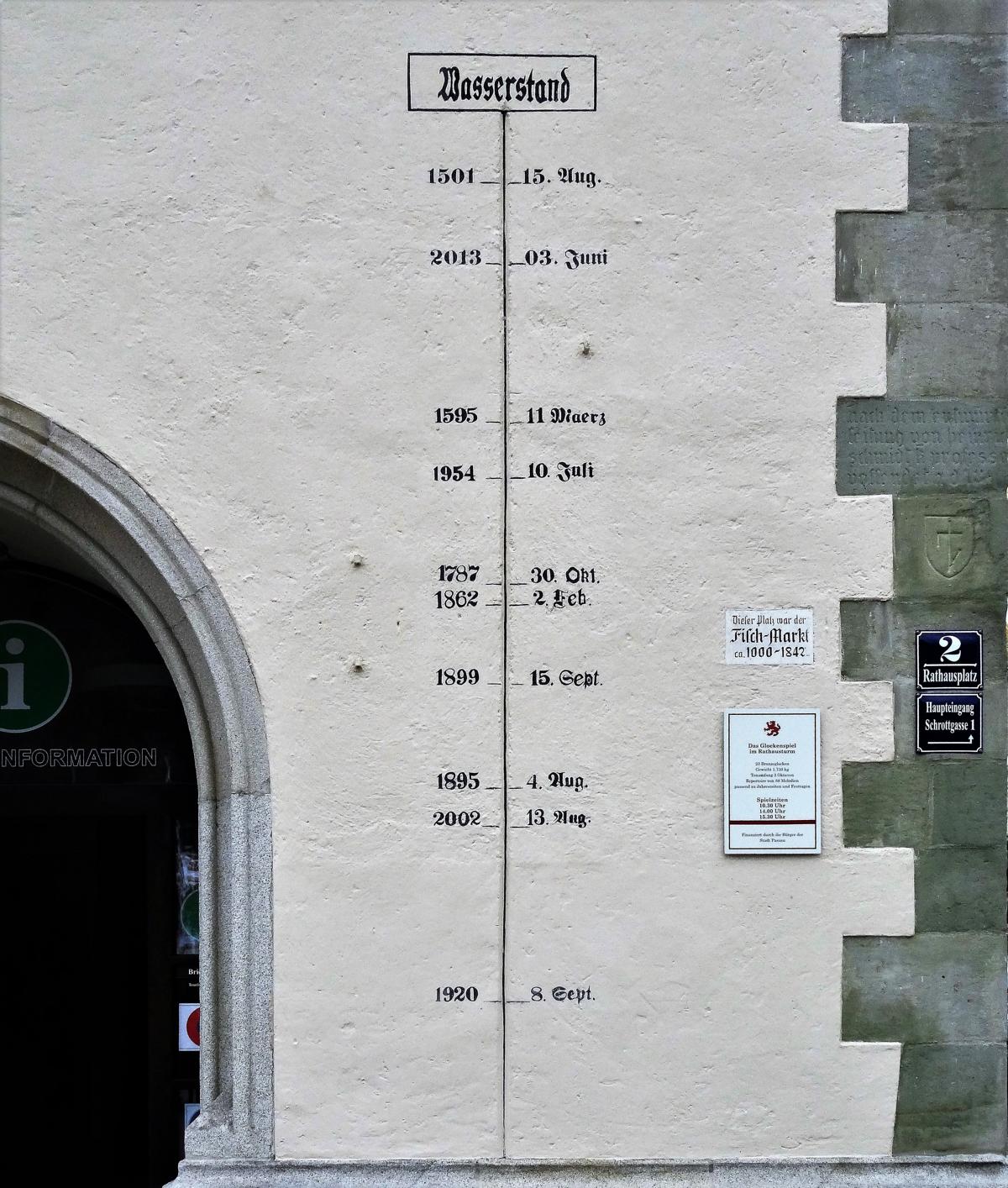 Passau: Rathaus - Hochwasserstände (2020)