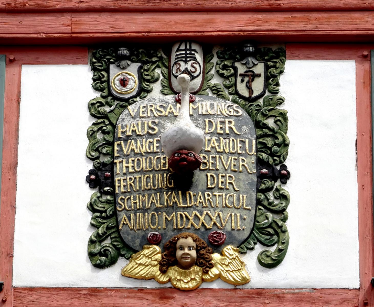 Schmalkalden: Lutherhaus - Hinweis auf die Schmalkaldischen Artikel (2017)