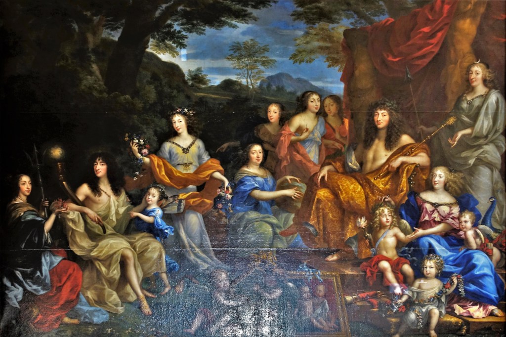 Versailles: Schloss Zweites Vorzimmer des Königs [Salon mit Ochsenauge, frz. Salon de l'Œil de Bœuf] - Gemälde "Die königliche Familie dargestellt als Gottheit des Olymp" von Jean Nocret (2022)