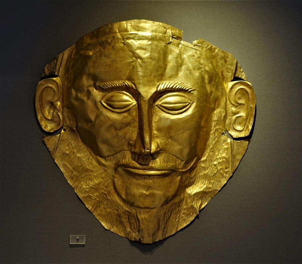 Athen: Nationalmuseum sog. Goldmaske des Agamemnon aus Mykene, Grab V [16. Jh. v. Chr.] (2023)