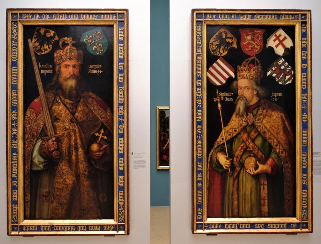 Nürnberg: Germanisches Nationalmuseum - Kaiserbildnisse [Karl d. Gr. und Sigismund] von A. Dürer (2022)