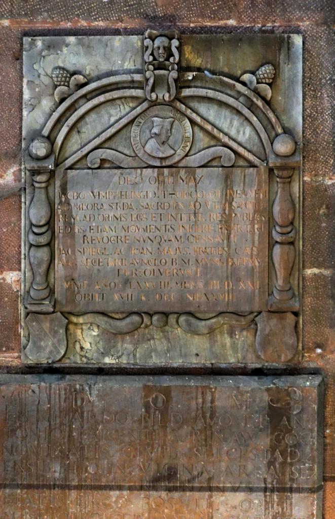 Schlettstadt [frz. Sélestat]: Georgskirche Epitaph für den Humanisten Jakob Wimpfeling (2023)