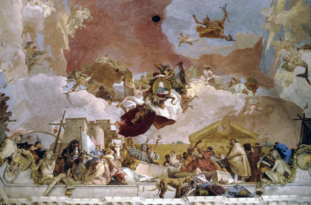 Würzburg: Residenz Treppenhaus - Deckenfresko von Tiepolo [Erdteil Europa] (1992)