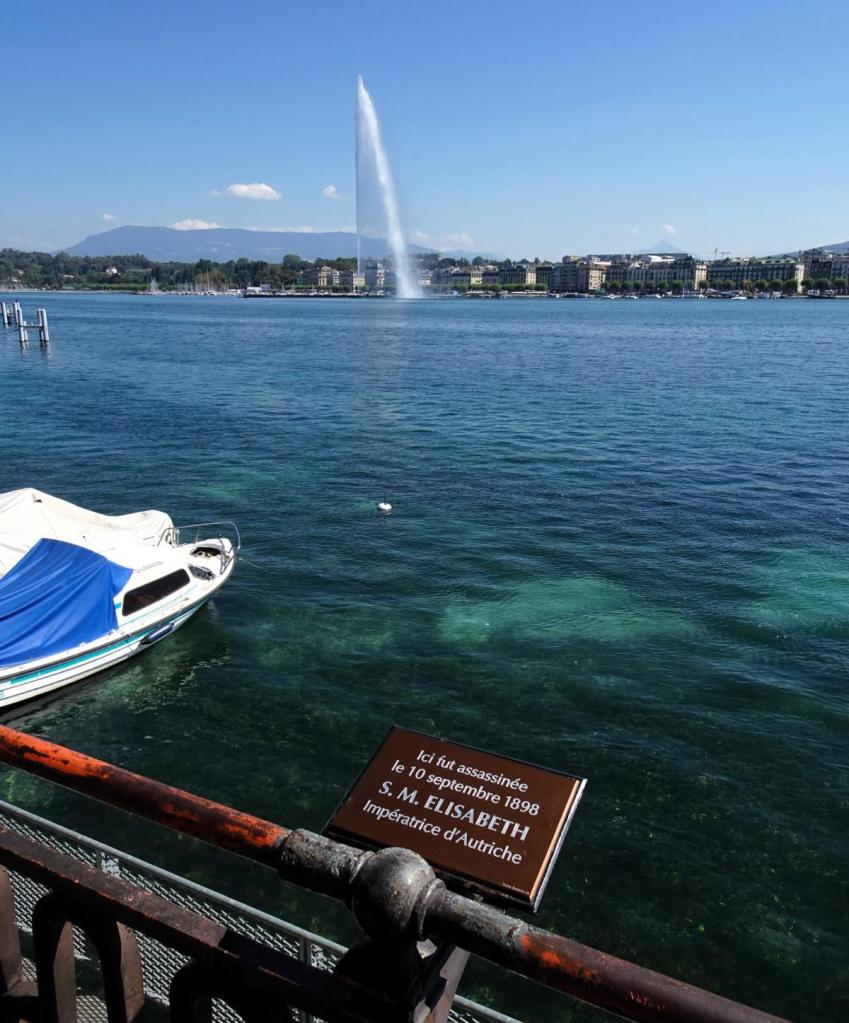 Genf: Gedenktafel am Standort der Ermordung von Sisi (2023)