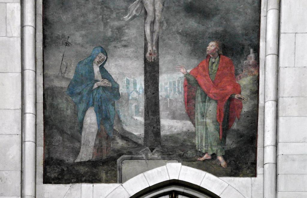 Münster: Dom Wandgemälde mit Domansicht im nördlichen Ostquerhaus (2020)