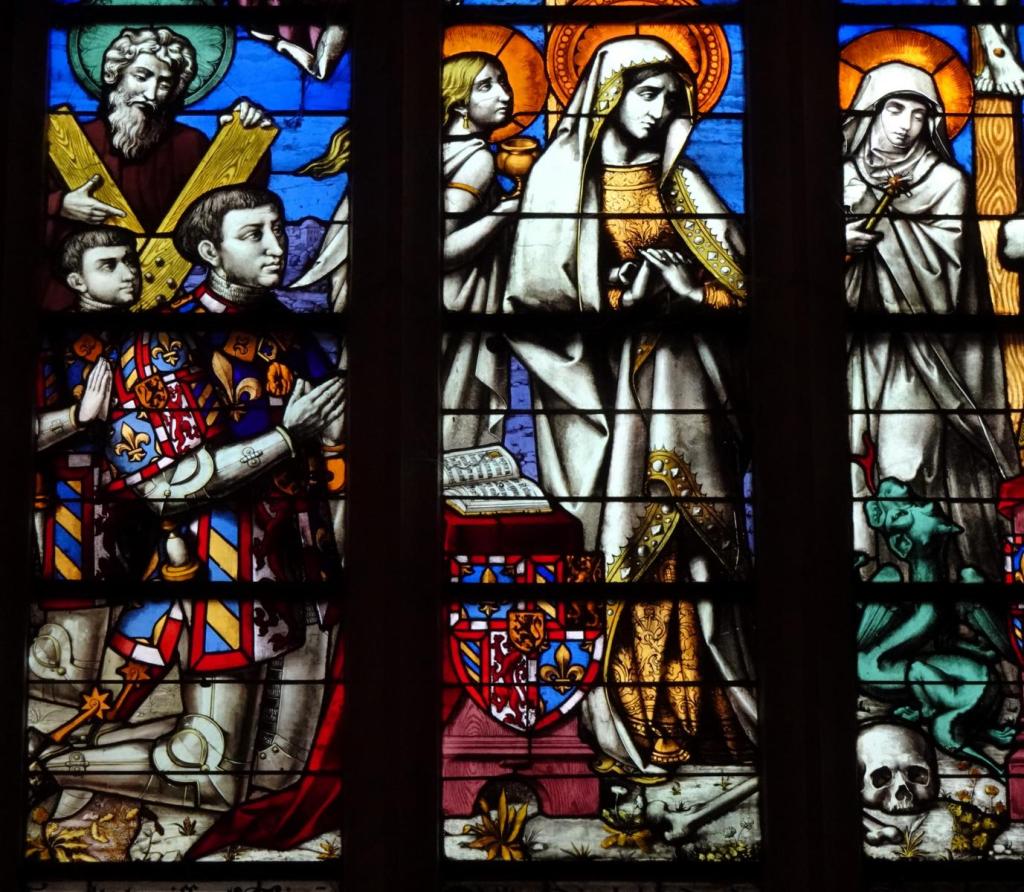 Beaune: Hôtel-Dieu Fenster der Kapelle im Großen Armensaal [links Philipp der Gute mit Wappen] (2024)