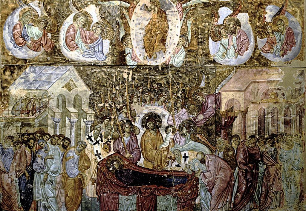 Belgrad: Nationalmuseum Fresko "Heimgang der Muttergottes" aus Kloster Sopocani (1990)