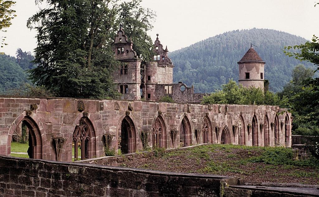 Hirsau: Klosterruine - Kreuzgang, dahinter Schlossruine (1983)