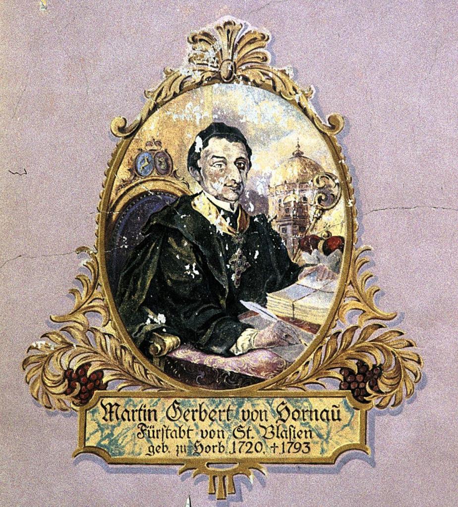 Horb: Rathaus Darstellung von Fürstabt Gerbert (1984)