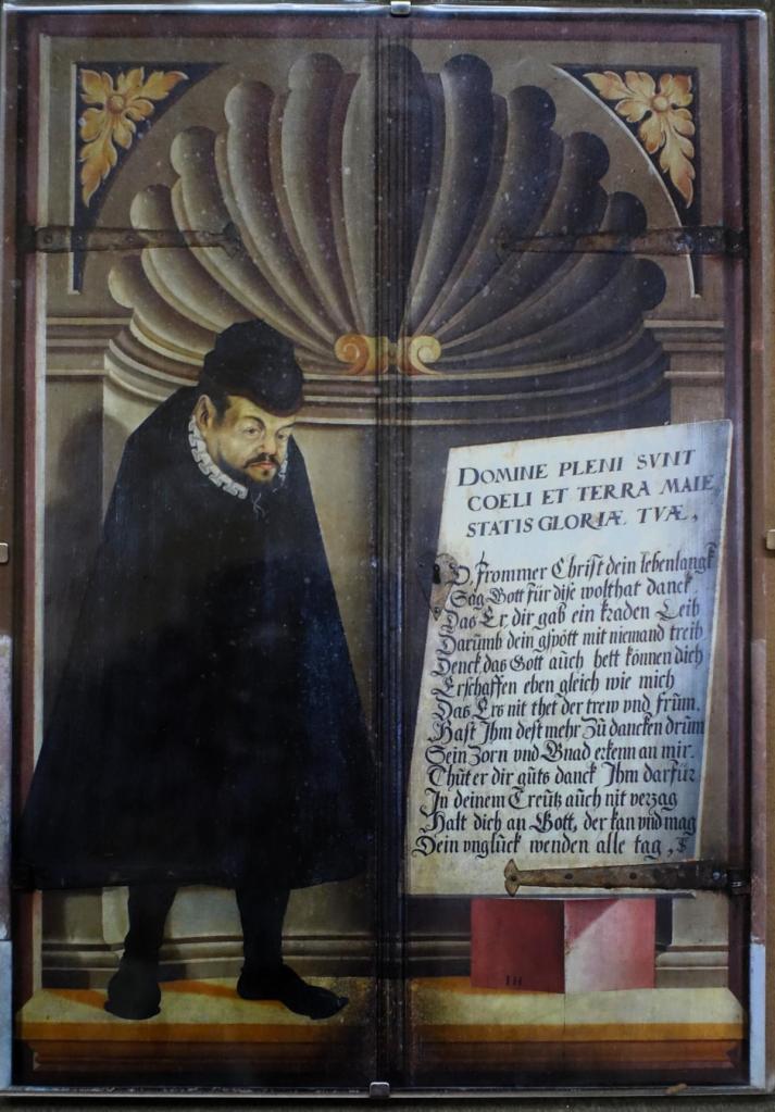 Schwäbisch Hall: Michaelskirche Darstellung des armlosen Schreibers Thomas Schweicker (2024)