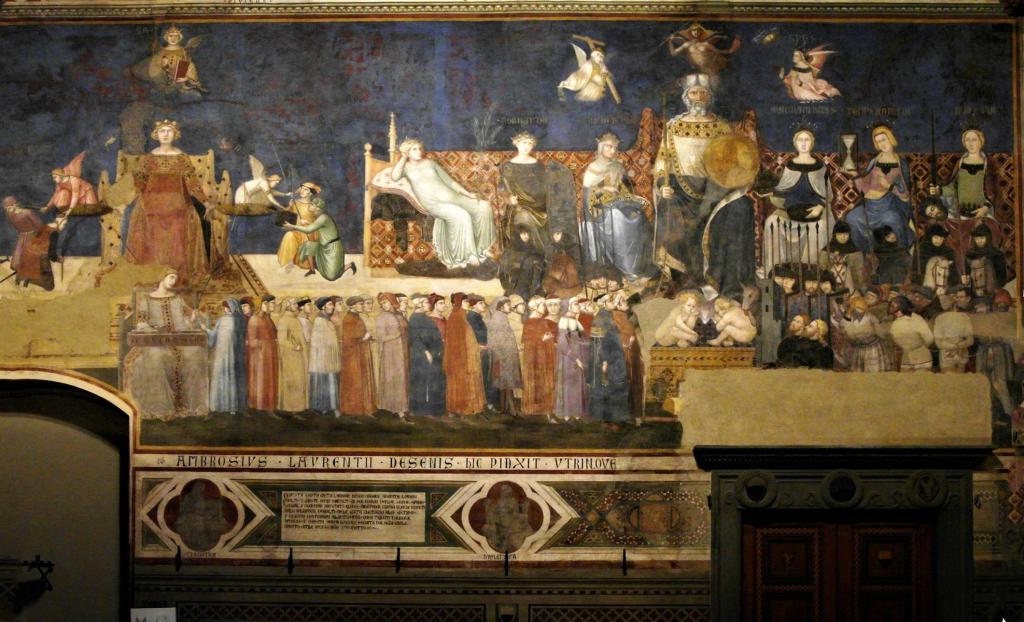 Siena: Stadtpalast [Palazzo Pubblico], Saal des Friedens, "Allegorie der guten Regierung" von Ambrofio Lorenzetti (2017)