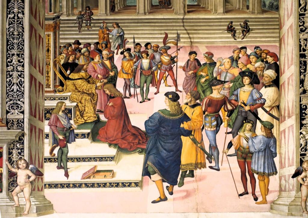 Siena: Dom Piccolomini-Bibliothek mit Fresken aus dem Leben von Enea Silvio Piccolomini von Pinturicchio – hier: Dichterkrönung (2017)