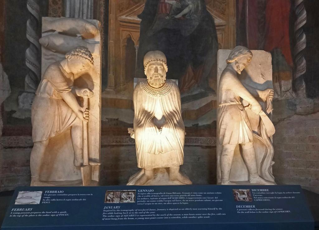 Parma: Baptisterium Allegorien der Monate Dezember, Januar und Februar von B. Antelami (2025)