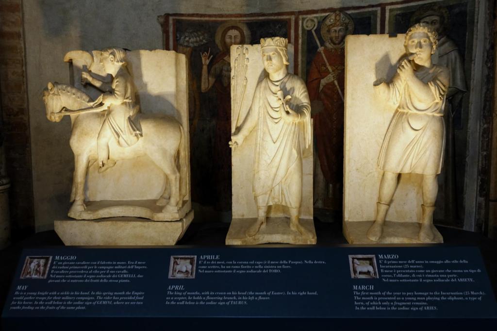 Parma: Baptisterium Allegorien der Monate März, April und Mai von B. Antelami (2025)