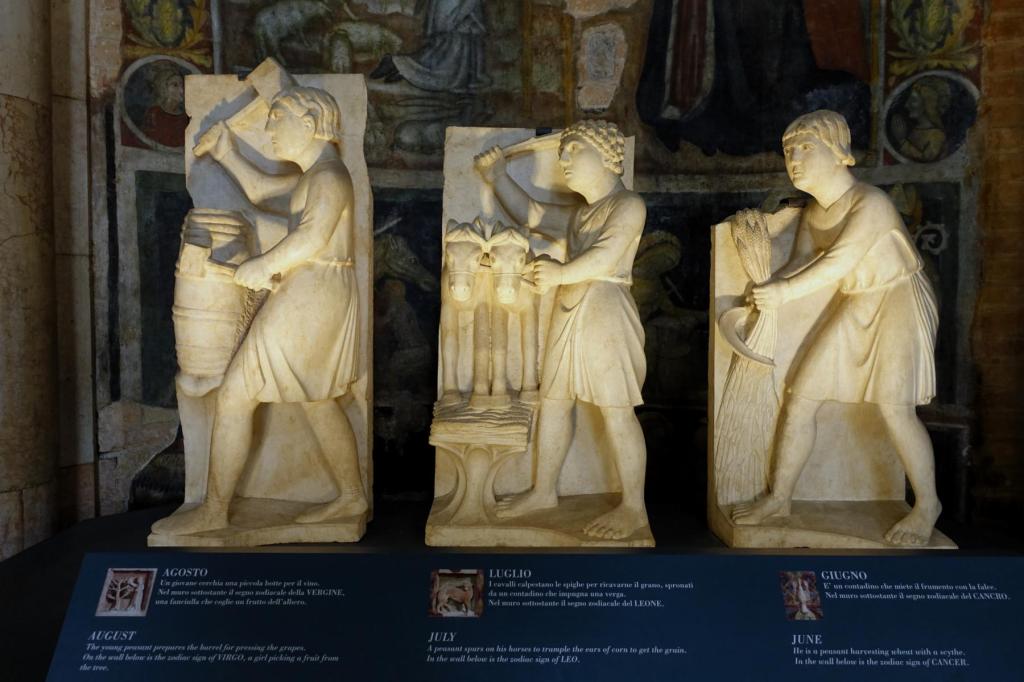 Parma: Baptisterium Allegorien der Monate Juni, Juli und August von B. Antelami (2025)