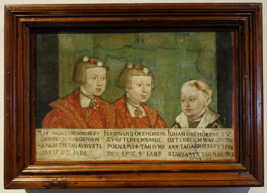 Schloss Ambras: Hochschloss Porträtgalerie - Bildnis der Brüder Kaiser Maximilian II., Ferdinand II. und Johann als Kinder von Jakob Seisenegger (2025)