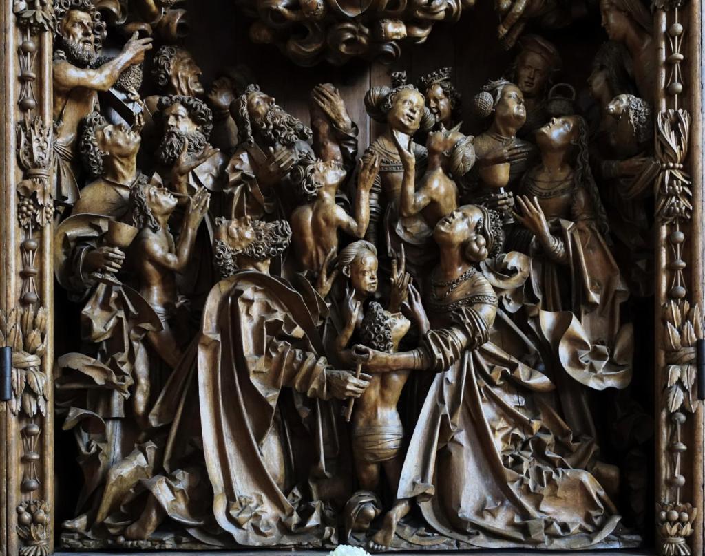 Mauer: Pfarrkirche Schnitzaltar Mittelteil unten (2024)