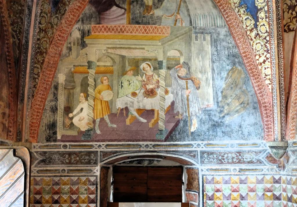 Tramin-Kastellaz: Jakobskirche Südseitenschiff [Legende vom erhängten Jüngling = Hühnerlegende] (2025)